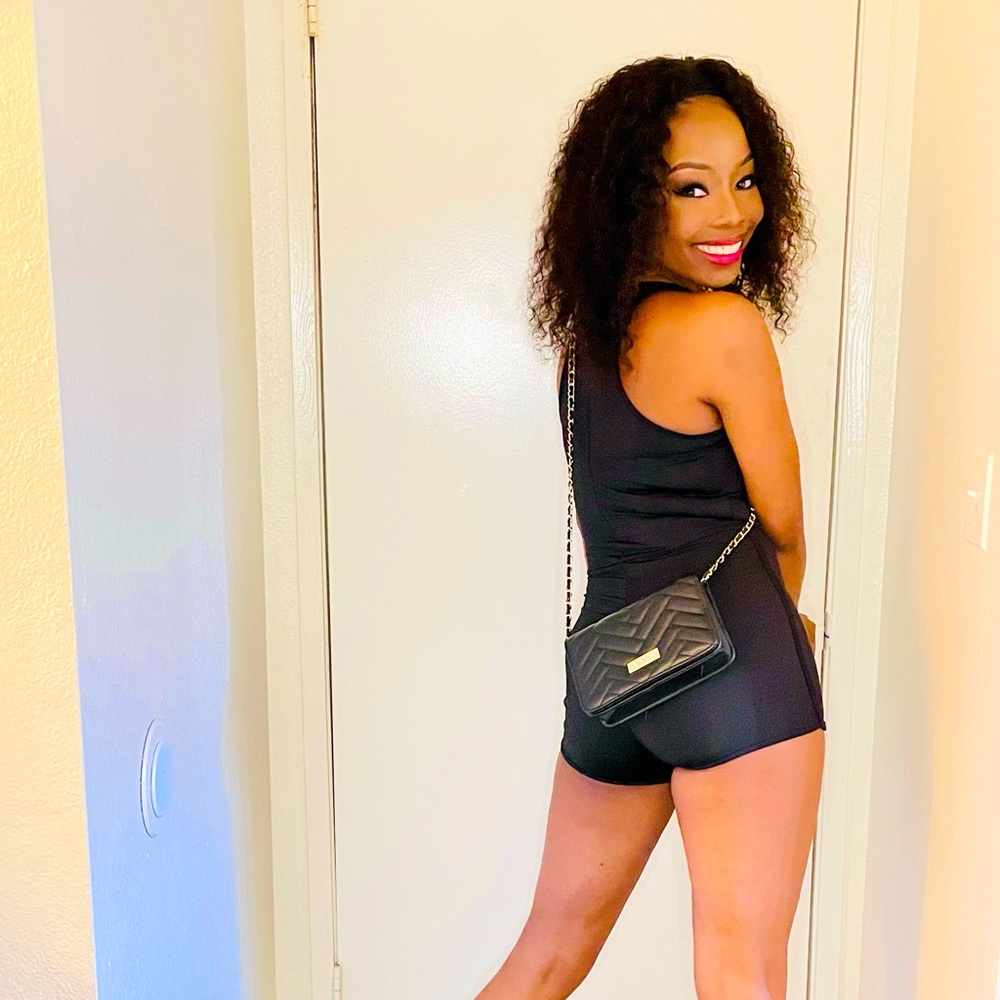 Solid black romper in size small